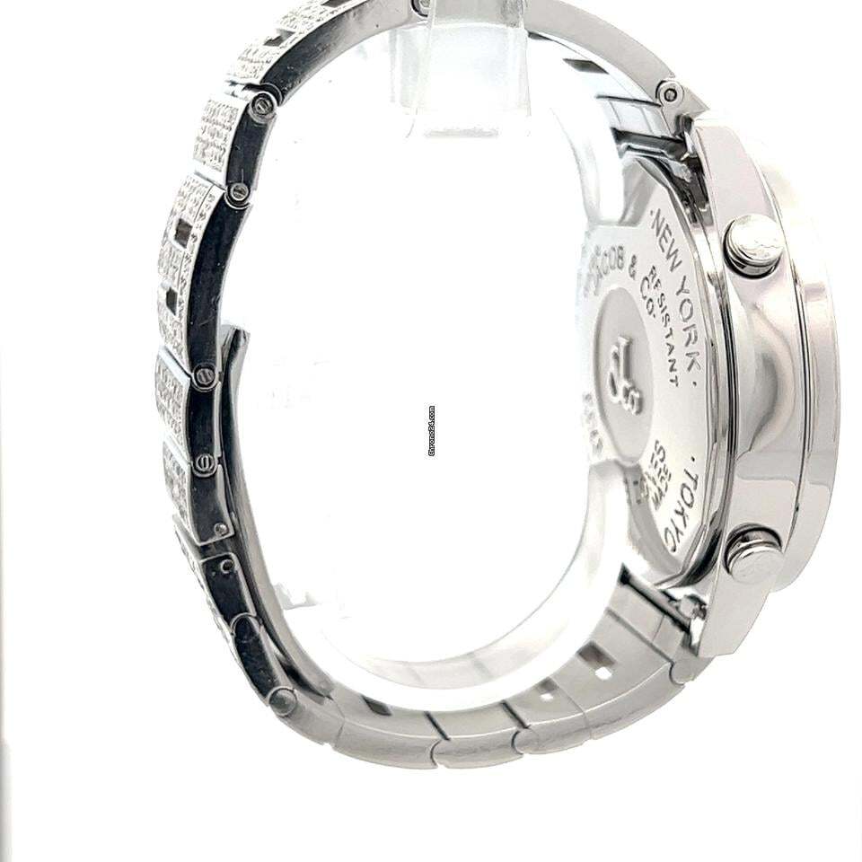 Jacob & Co. Five Time Zone Quartz Men's Watch With Steel Case and Strap Authentic Luxury Timepiece