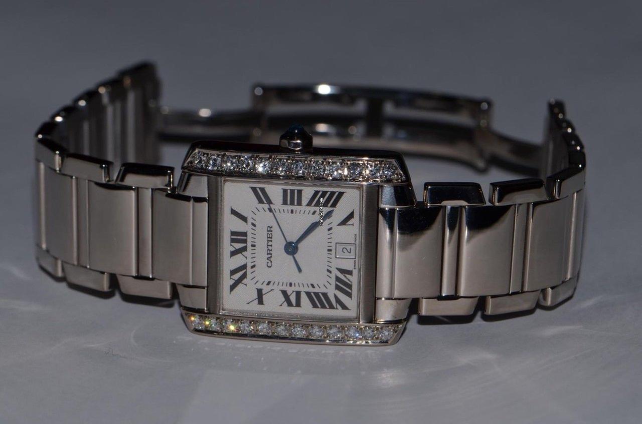 Cartier Tank Française Automatic Men's Watch With White Gold Case and Strap Authentic Luxury Timepiece