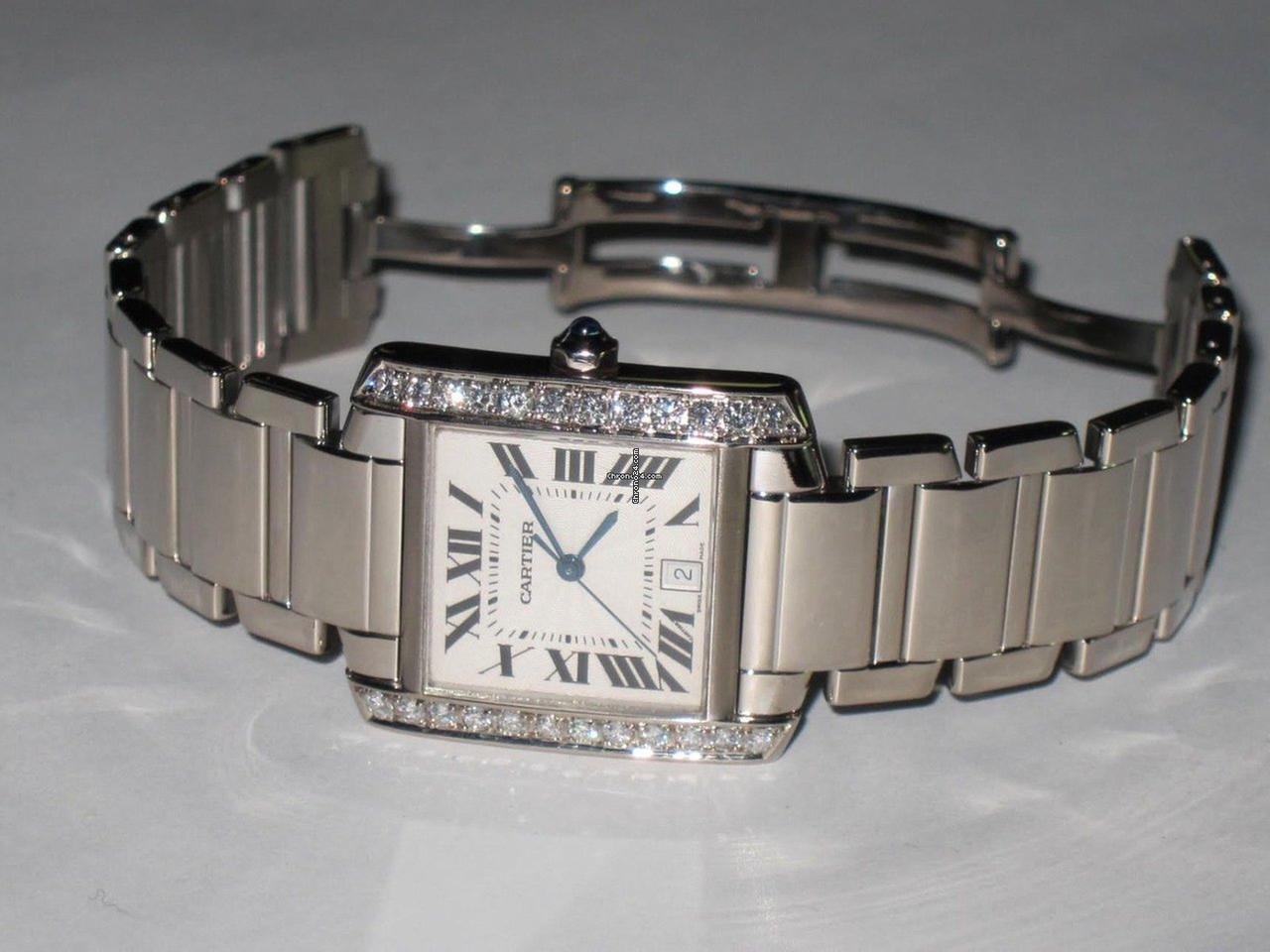 Cartier Tank Française Automatic Men's Watch With White Gold Case and Strap Authentic Luxury Timepiece