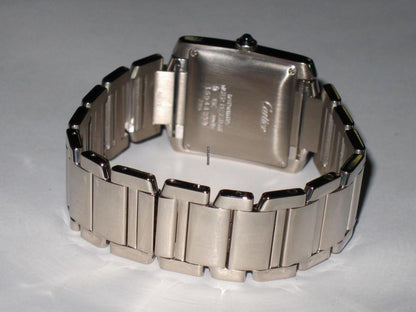 Cartier Tank Française Automatic Men's Watch With White Gold Case and Strap Authentic Luxury Timepiece