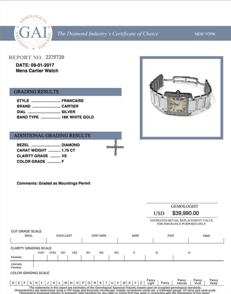 Cartier Tank Française Automatic Men's Watch With White Gold Case and Strap Authentic Luxury Timepiece