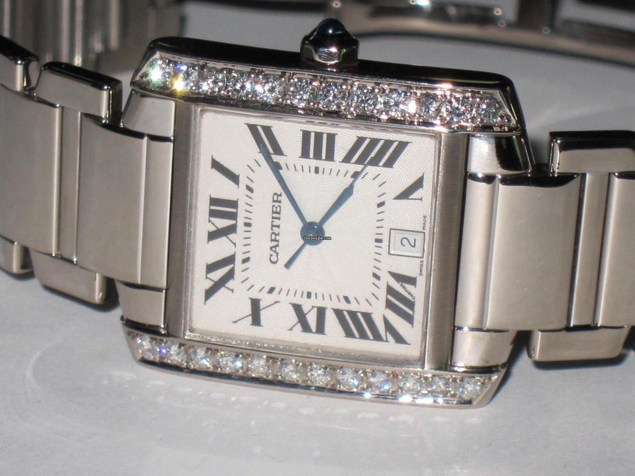 Cartier Tank Française Automatic Men's Watch With White Gold Case and Strap Authentic Luxury Timepiece