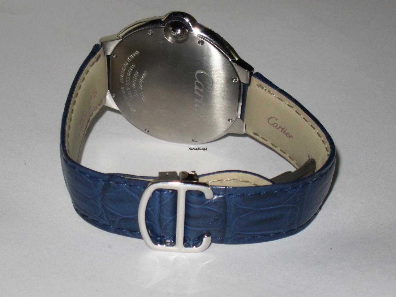 Cartier Ballon Bleu 42mm Automatic Men's Watch Steel Case With Leather Strap Authentic Luxury Timepiece