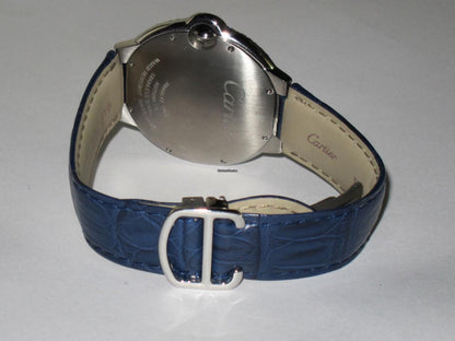 Cartier Ballon Bleu 42mm Automatic Men's Watch Steel Case With Leather Strap Authentic Luxury Timepiece