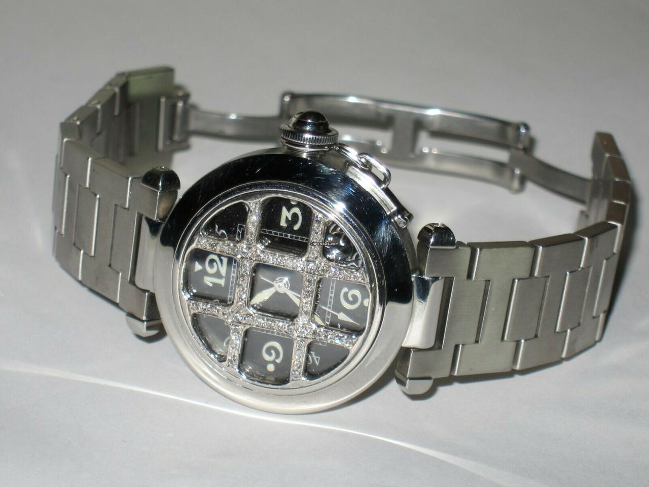 Cartier Pasha Automatic Men's Watch With Steel Case and Strap Authentic Luxury Timepiece