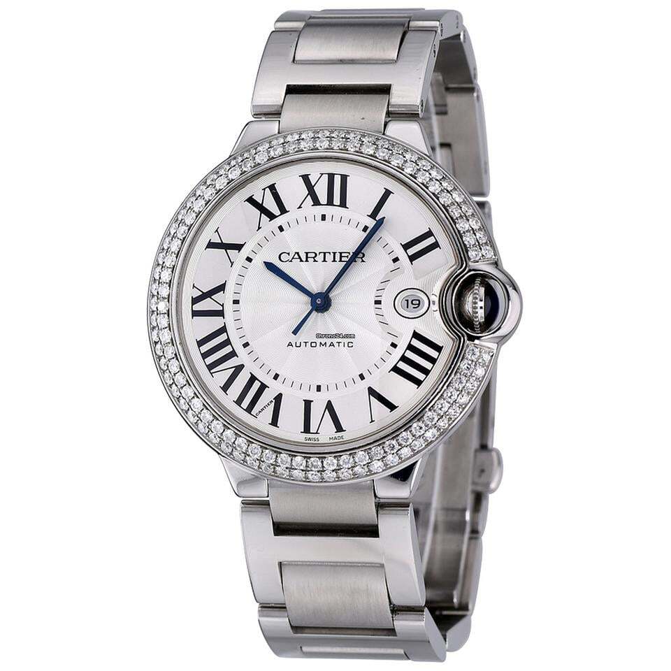 Cartier Ballon Bleu 44mm Automatic Men's Watch With Steel Case and Strap Authentic Luxury Timepiece