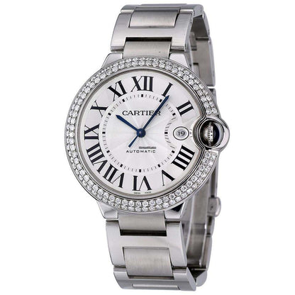 Cartier Ballon Bleu 44mm Automatic Men's Watch With Steel Case and Strap Authentic Luxury Timepiece