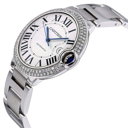 Cartier Ballon Bleu 44mm Automatic Men's Watch With Steel Case and Strap Authentic Luxury Timepiece