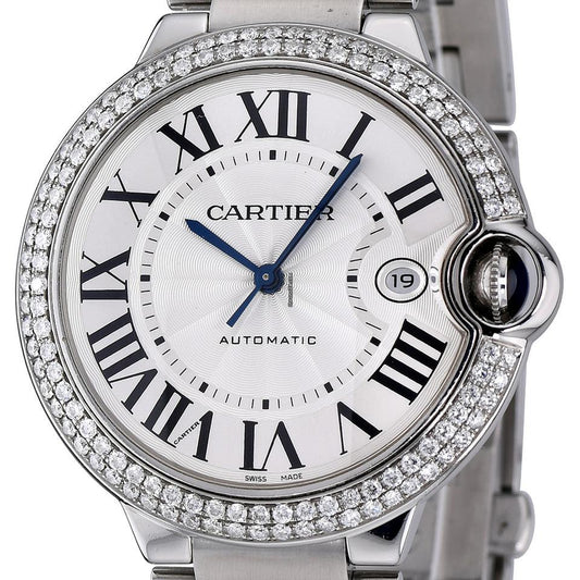 Cartier Ballon Bleu 44mm Automatic Men's Watch With Steel Case and Strap Authentic Luxury Timepiece