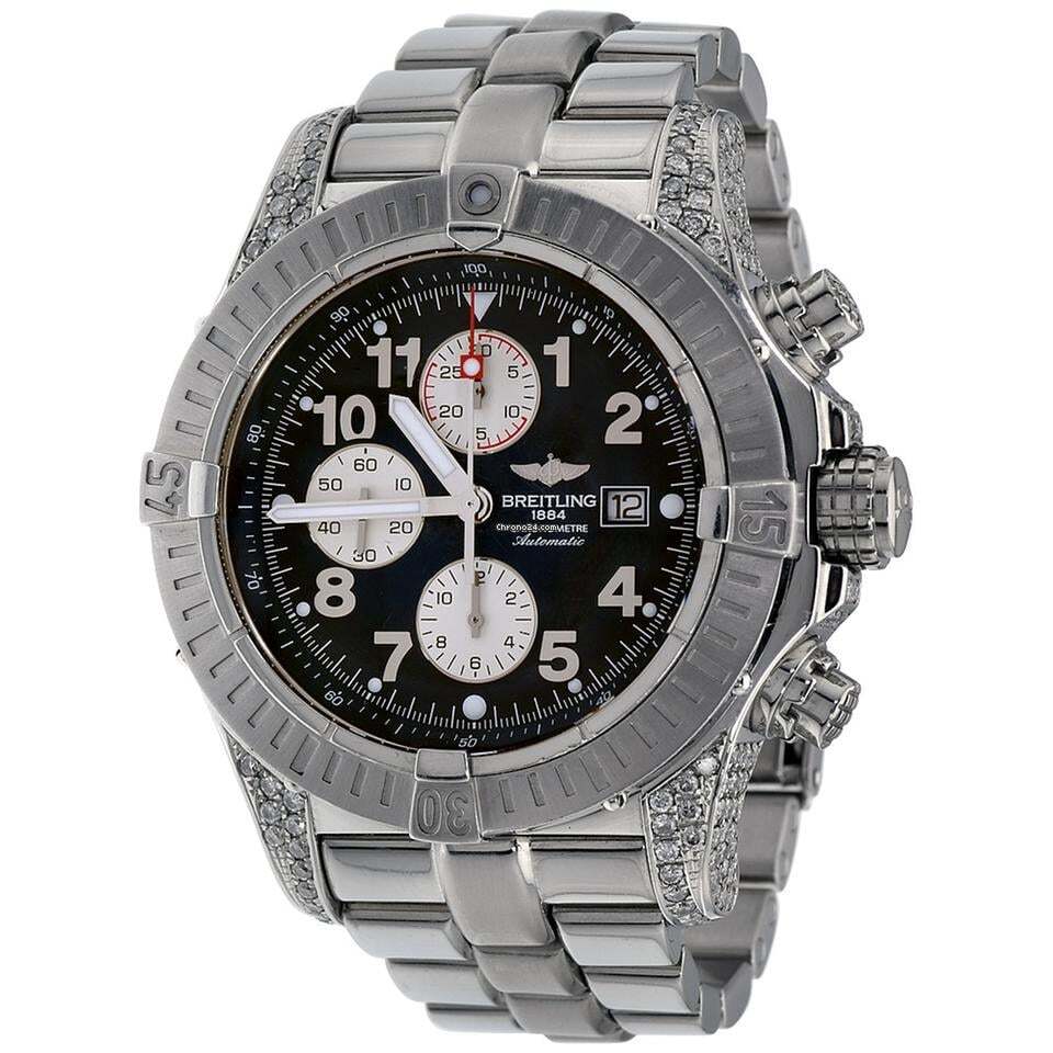 Breitling Super Avenger Automatic Unisex Watch With Steel Case and Strap Authentic Luxury Timepiece