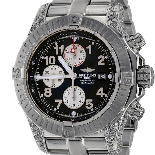 Breitling Super Avenger Automatic Men's Watch With Steel Case and Strap Authentic Luxury Timepiece