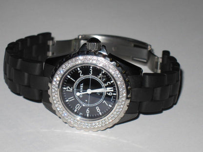 Chanel J12 Quartz Women's Watch Ceramic Case With Rubber Strap Authentic Luxury Timepiece