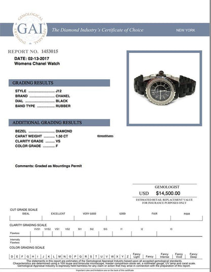 Chanel J12 Quartz Women's Watch Ceramic Case With Rubber Strap Authentic Luxury Timepiece