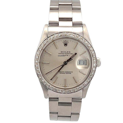 Rolex Oyster Perpetual Date Automatic Men's Watch With Steel Case and Strap Authentic Luxury Timepiece