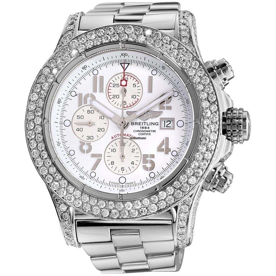 Breitling Super Avenger Automatic Unisex Watch With Steel Case and Strap Authentic Luxury Timepiece