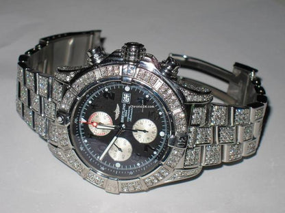 Breitling Super Avenger Automatic Unisex Watch With Steel Case and Strap Authentic Luxury Timepiece