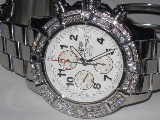 Breitling Super Avenger Automatic Men's Watch With Steel Case and Strap Authentic Luxury Timepiece