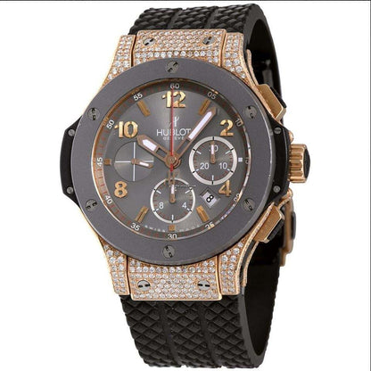 Hublot Big Bang 44 mm Automatic Men's Watch Rose Gold Case With Rubber Strap Authentic Luxury Timepiece