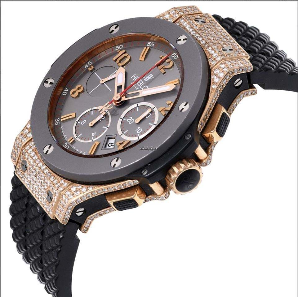 Hublot Big Bang 44 mm Automatic Men's Watch Rose Gold Case With Rubber Strap Authentic Luxury Timepiece