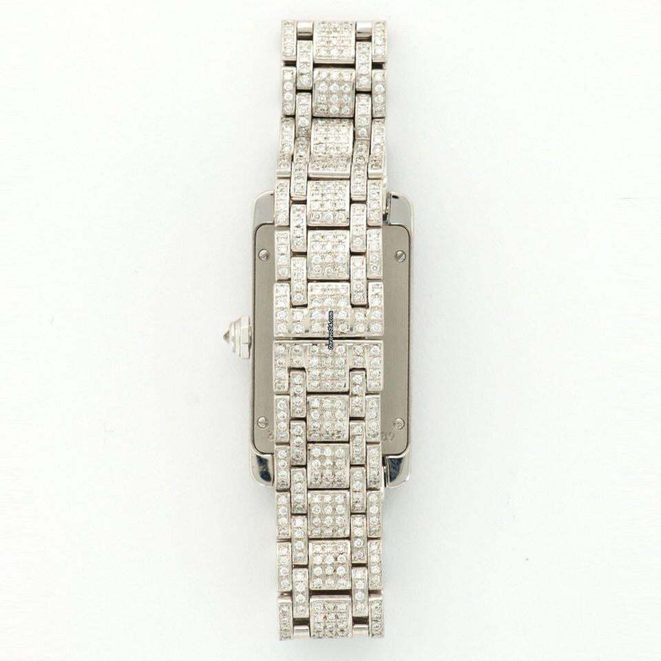 Cartier Tank Américaine Quartz Women's Watch With White Gold Case and Strap Authentic Luxury Timepiece