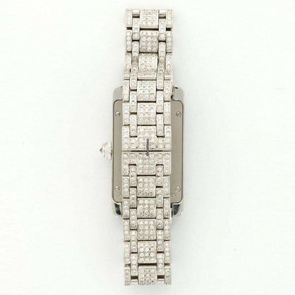Cartier Tank Américaine Quartz Women's Watch With White Gold Case and Strap Authentic Luxury Timepiece