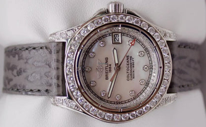 Breitling Colt Oceane Quartz Women's Watch Steel Case With Leather Strap Authentic Luxury Timepiece