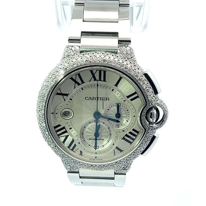 Cartier Ballon Bleu 44mm Automatic Men's Watch With Steel Case and Strap Authentic Luxury Timepiece