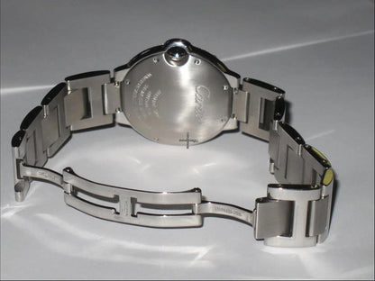 Cartier Ballon Bleu 33mm Automatic Women's Watch With Steel Strap Case Authentic Luxury Timepiece