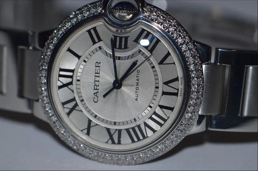 Cartier Ballon Bleu 33mm Automatic Women's Watch With Steel Strap Case Authentic Luxury Timepiece