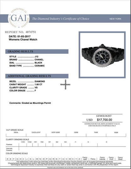 Chanel J12 Automatic Women's Watch With Ceramic Case and Strap Authentic Luxury Timepiece