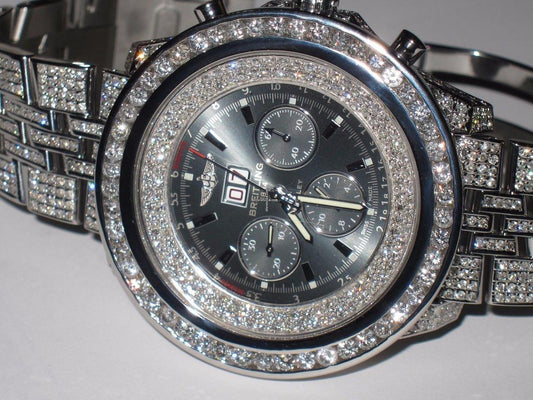 Breitling Bentley 6.75 Automatic Men's Watch With Steel Case and Strap Authentic Luxury Timepiece