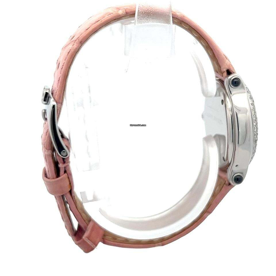 Chopard Happy Sport Quartz Women's Watch Steel Case With Leather Strap Authentic Luxury Timepiece