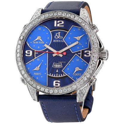 Jacob & Co. Quartz Men's Watch Steel Case With Leather Strap Authentic Luxury Timepiece