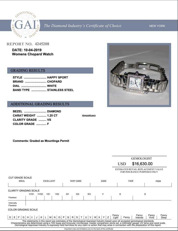 Chopard Happy Sport Quartz Women's Watch With Steel Case and Strap Authentic Luxury Timepiece