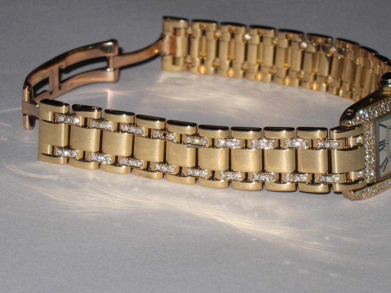 Cartier Tank Américaine Quartz Women's Watch With Yellow Gold Case and Strap Authentic Luxury Timepiece