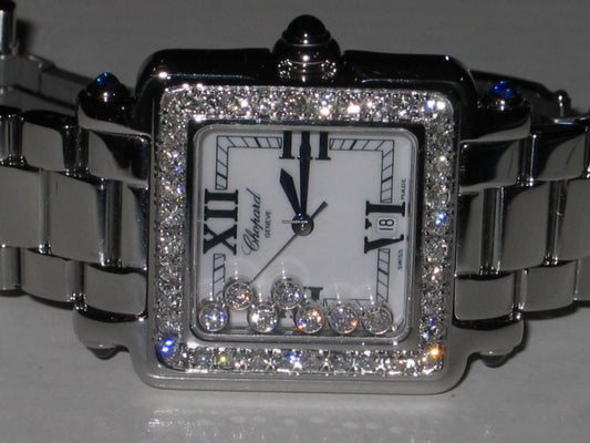 Chopard Happy Sport Quartz Women's Watch With Steel Case and Strap Authentic Luxury Timepiece