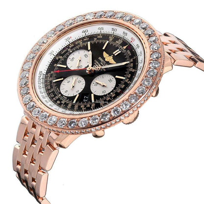 Breitling Navitimer 01 Automatic Unisex Watch Red Gold Case With Rose gold Strap Authentic Luxury Timepiece