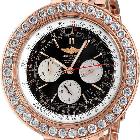 Breitling Navitimer 01 Automatic Men's Watch Red Gold Case With Rose gold Strap Authentic Luxury Timepiece