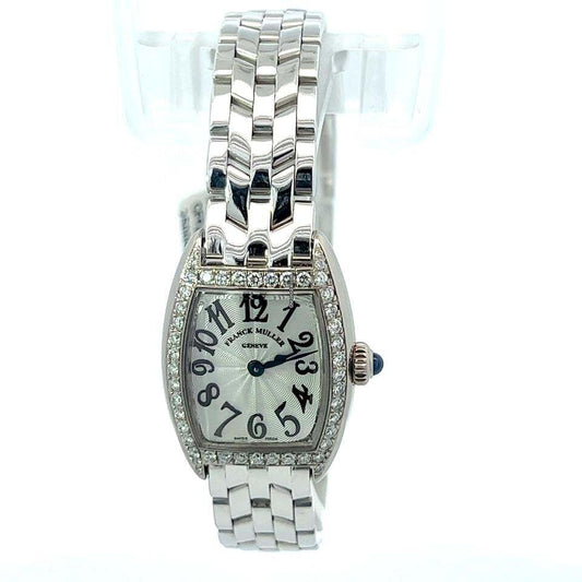 Franck Muller Quartz Women's Watch With White Gold Case and Strap Authentic Luxury Timepiece