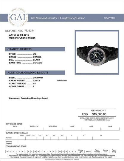 Chanel J12 Quartz Women's Watch With Ceramic Case and Strap Authentic Luxury Timepiece