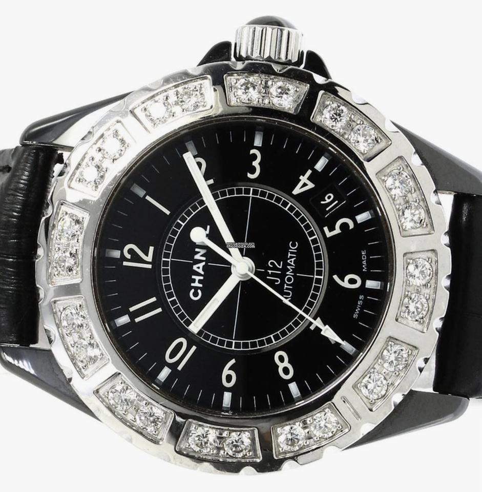 Chanel J12 Automatic Women's Watch Ceramic Case With Leather Strap Authentic Luxury Timepiece
