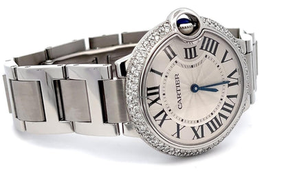 Cartier Ballon Bleu Quartz Men's Watch With Steel Case and Strap Authentic Luxury Timepiece