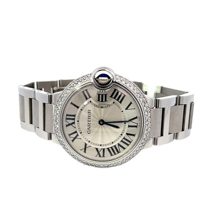 Cartier Ballon Bleu Quartz Men's Watch With Steel Case and Strap Authentic Luxury Timepiece
