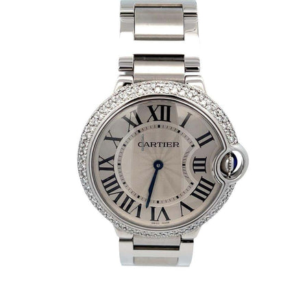 Cartier Ballon Bleu Quartz Men's Watch With Steel Case and Strap Authentic Luxury Timepiece