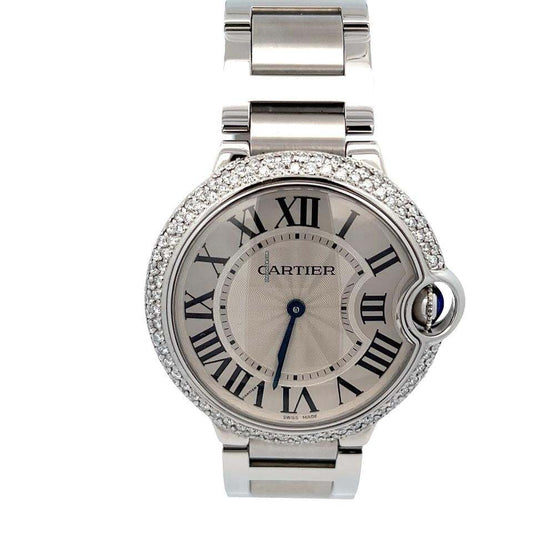 Cartier Ballon Bleu Quartz Men's Watch With Steel Case and Strap Authentic Luxury Timepiece
