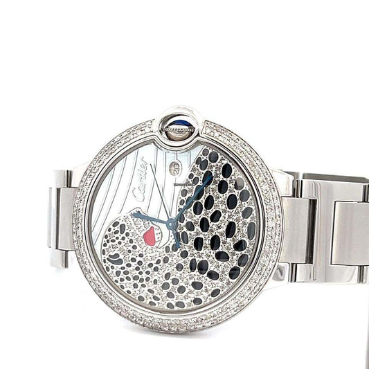 Cartier Panthère Automatic Men's Watch With Steel Case and Strap Authentic Luxury Timepiece