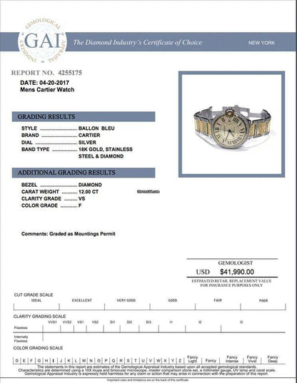 Cartier Ballon Bleu 42mm Automatic Women's Watch Gold/Steel Case With Gold/Steel Strap Authentic Luxury Timepiece