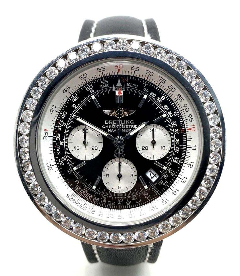 Breitling Navitimer Automatic Men's Watch Steel Case With Leather Strap Authentic Luxury Timepiece