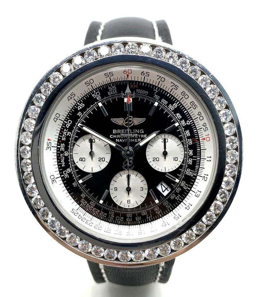 Breitling Navitimer Automatic Men's Watch Steel Case With Leather Strap Authentic Luxury Timepiece