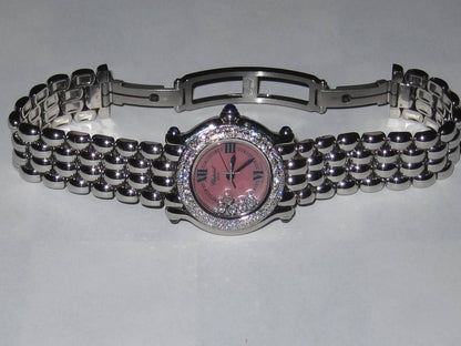 Chopard Happy Sport Quartz Women's Watch With Steel Case and Strap Authentic Luxury Timepiece